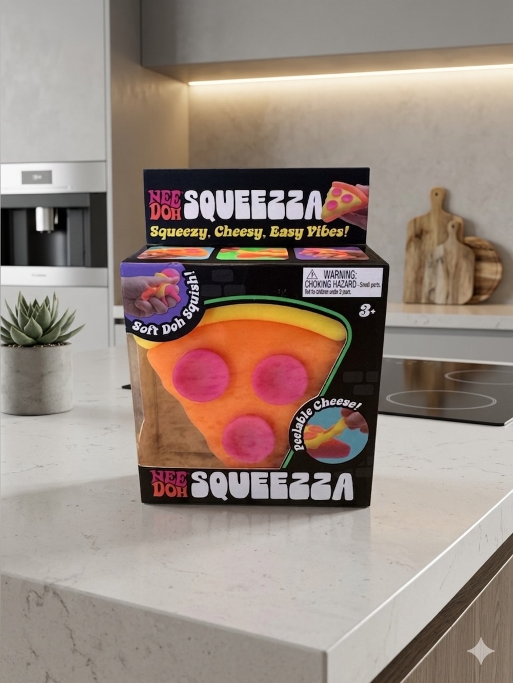 NeeDoh Squeezza Pizza Slice Stress Toy - Orange & Pink